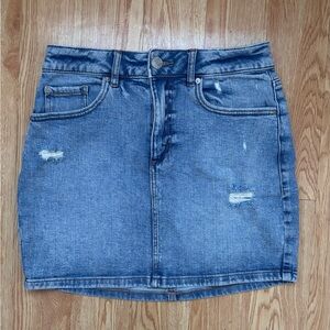 Garage Distressed Denim Mini Skirt